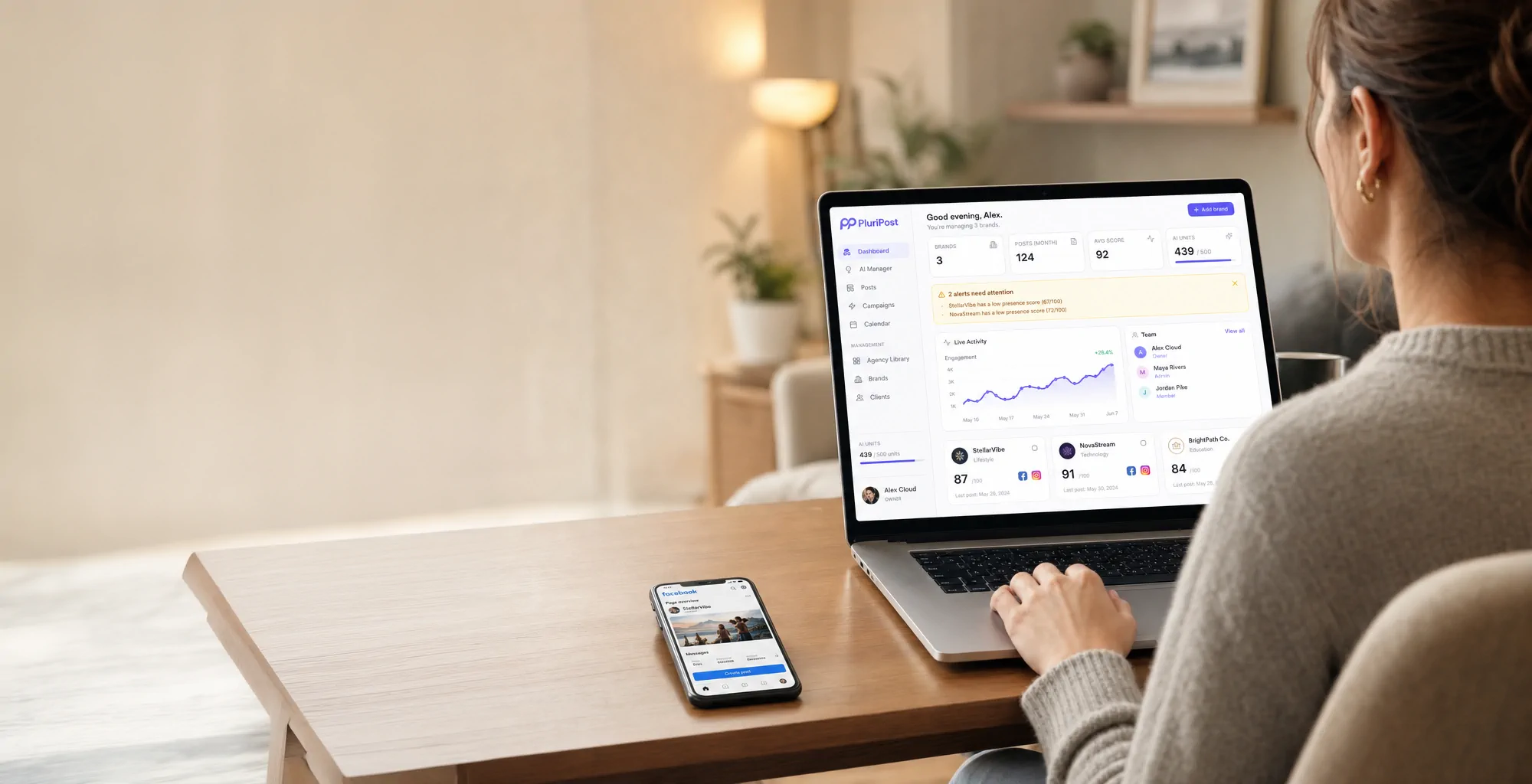 [TODO BN] PluriPost dashboard showing calendar and content management